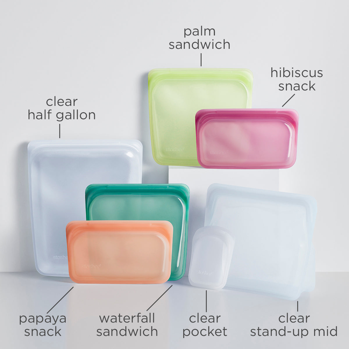 Honest Goods Silicone Food Grade Reusable Storage Bag (Pack of 7)